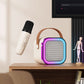 Mini-karaokemaskine med to trådløse mikrofoner