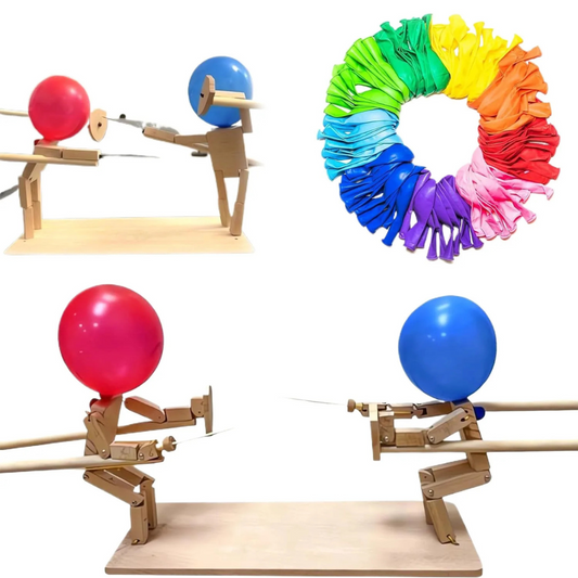 Ballon og bambusmand i kamp mod træbotter
