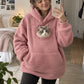 Oversize hættetrøje i fleece med stor lomme til kæledyr