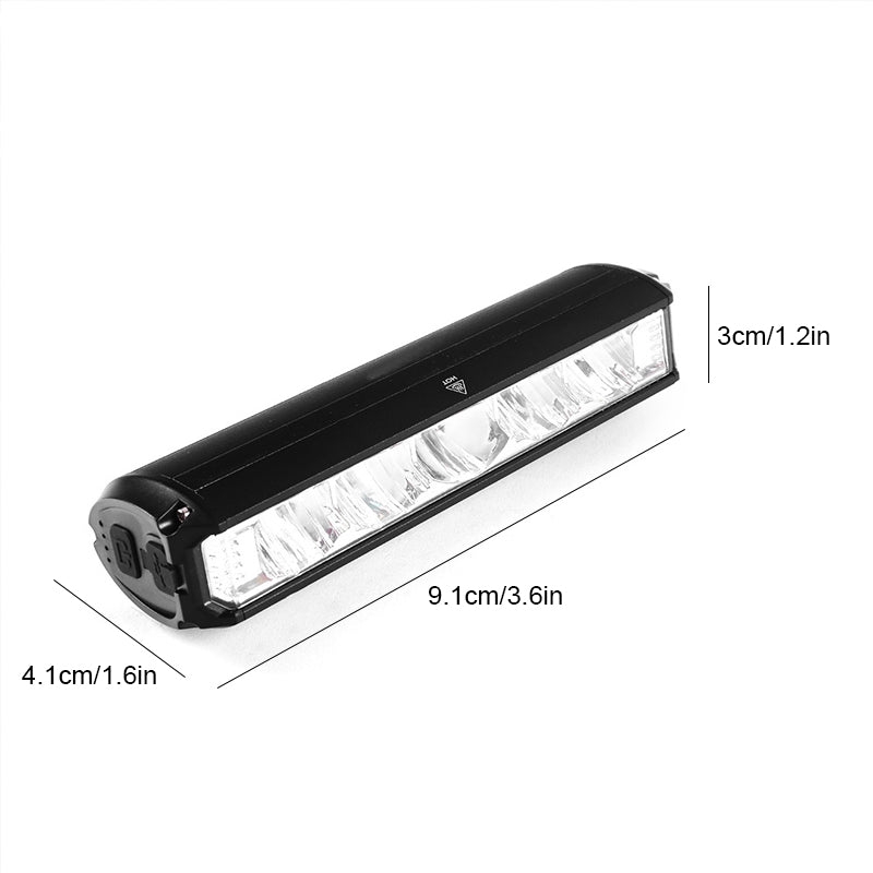 USB-genopladelig cykelforlygte med 900 lumen og batteriindikator