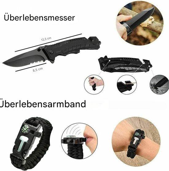 15-i-1 nød- og overlevelsessæt med værktøj, lys og powerbank