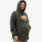 Oversize hættetrøje i fleece med stor lomme til kæledyr