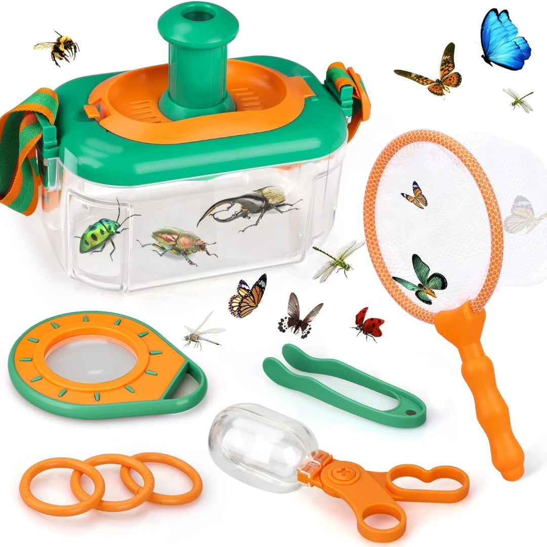 Insektsæt til børn med terrarium, forstørrelsesglas og tilbehør