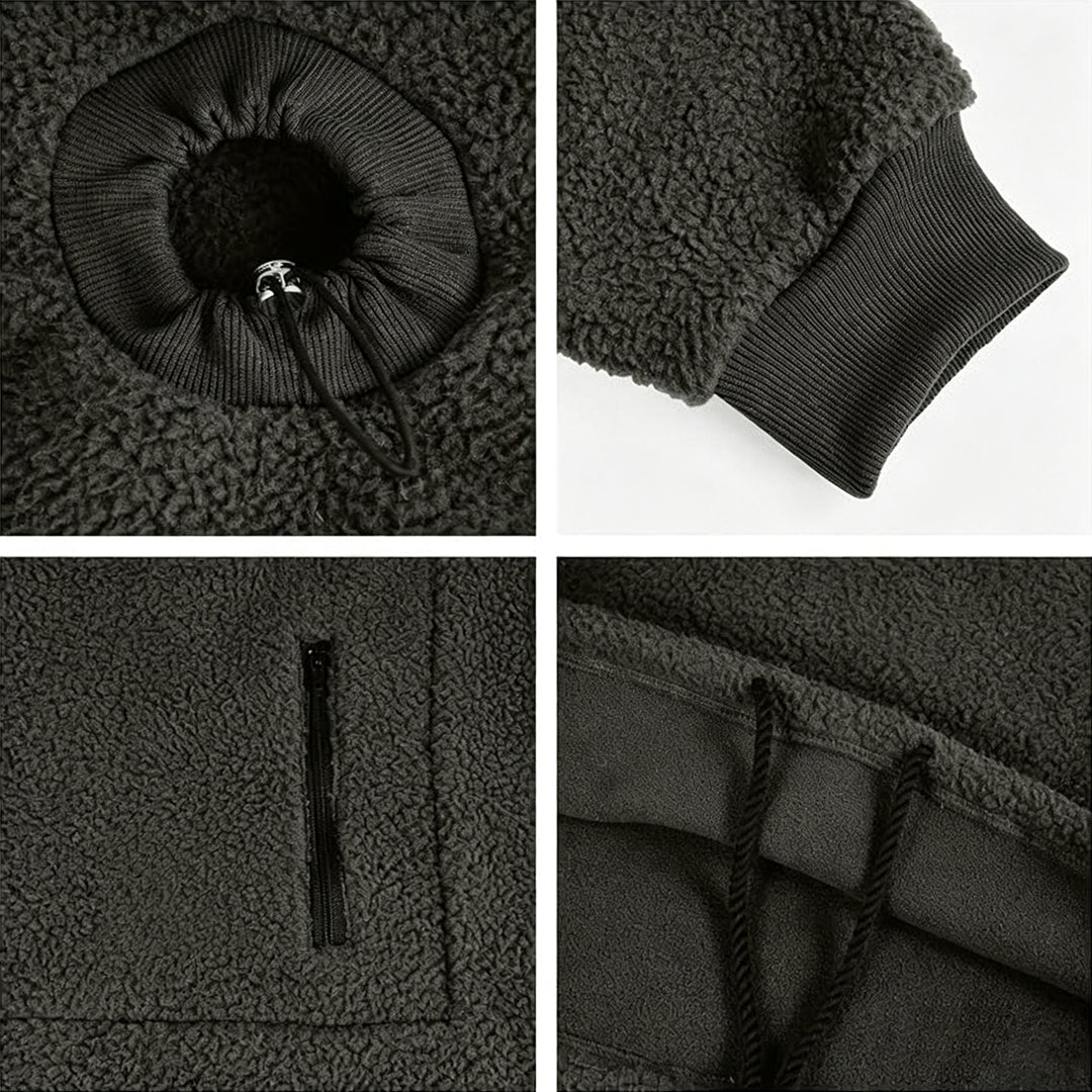 Oversize hættetrøje i fleece med stor lomme til kæledyr