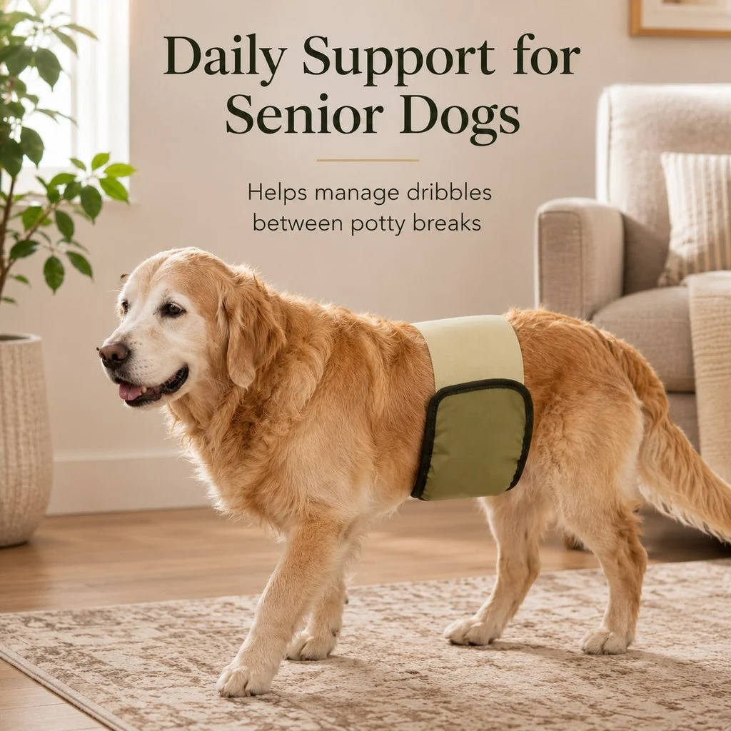 Vaskbare mavebånd til hanhunde, 3 stk. med justerbar velcro