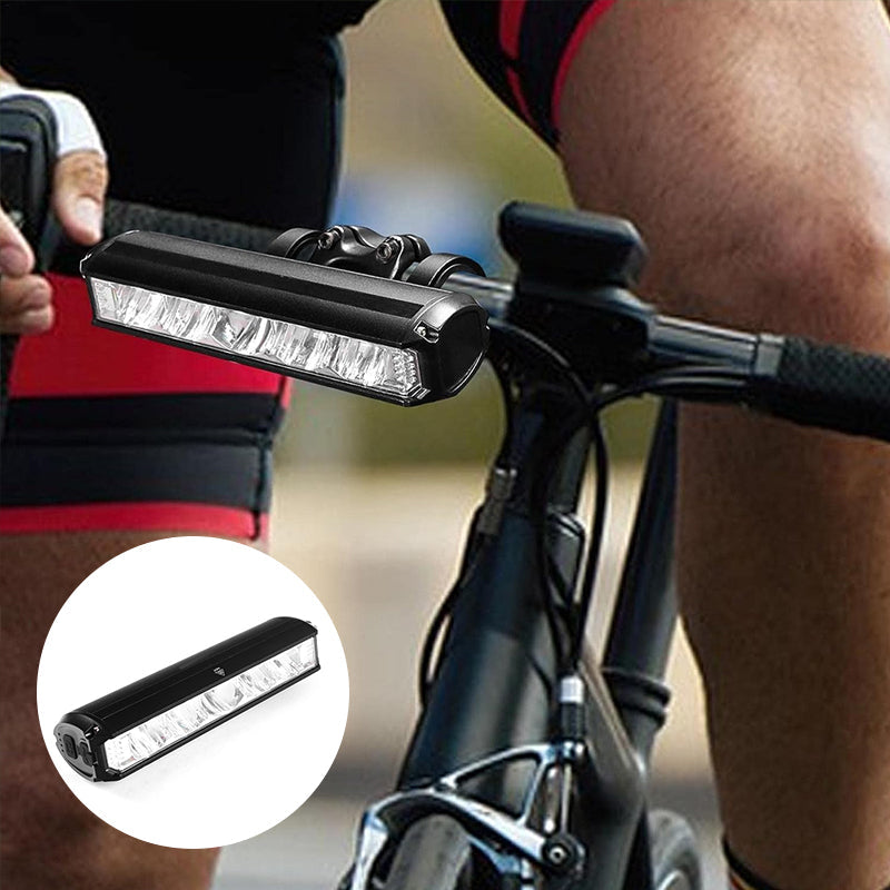 USB-genopladelig cykelforlygte med 900 lumen og batteriindikator