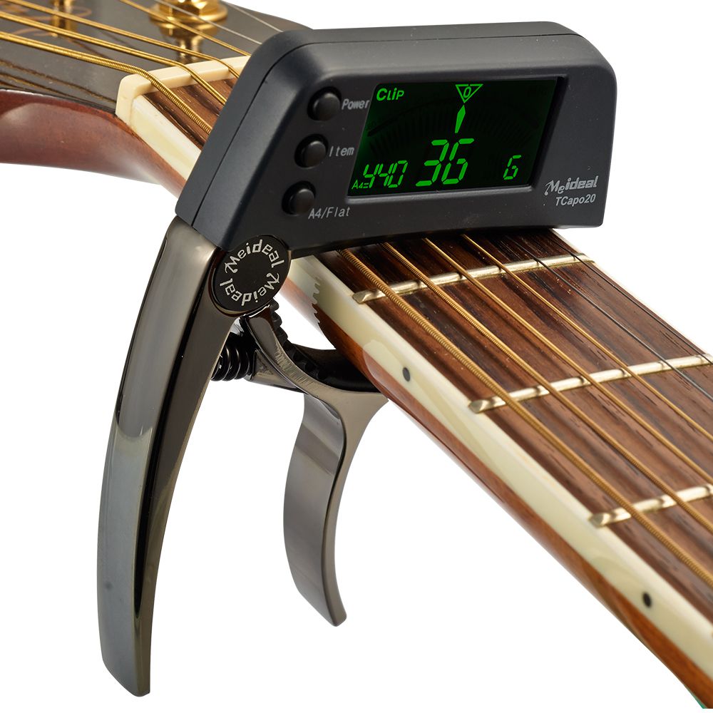 2-i-1 guitartuner og capo med LCD-display