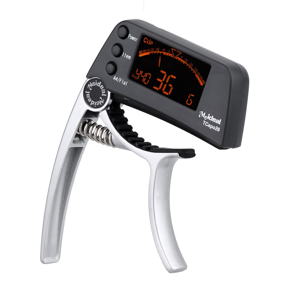 2-i-1 guitartuner og capo med LCD-display