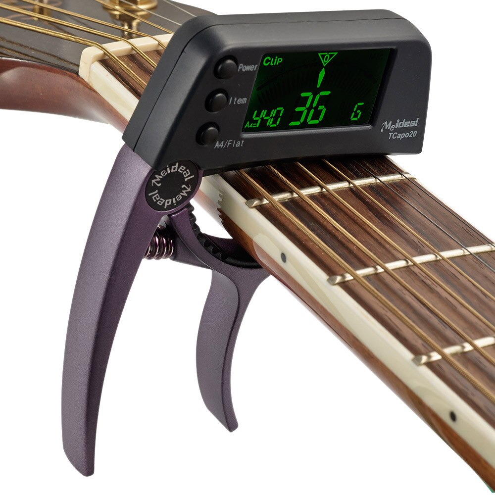 2-i-1 guitartuner og capo med LCD-display