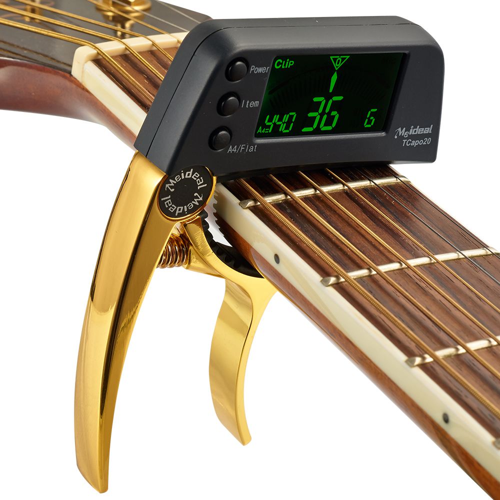 2-i-1 guitartuner og capo med LCD-display