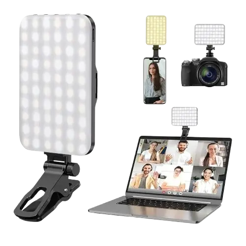 Bærbart LED-clip-on-selfie-lys til telefoner og bærbare computere