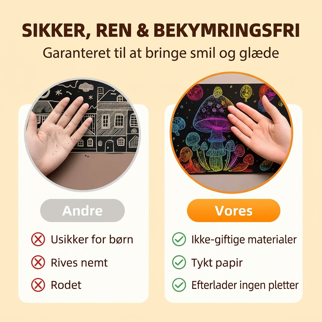 Regnbue-skrabepapir med træpind, 10 ark på 20 × 15 cm