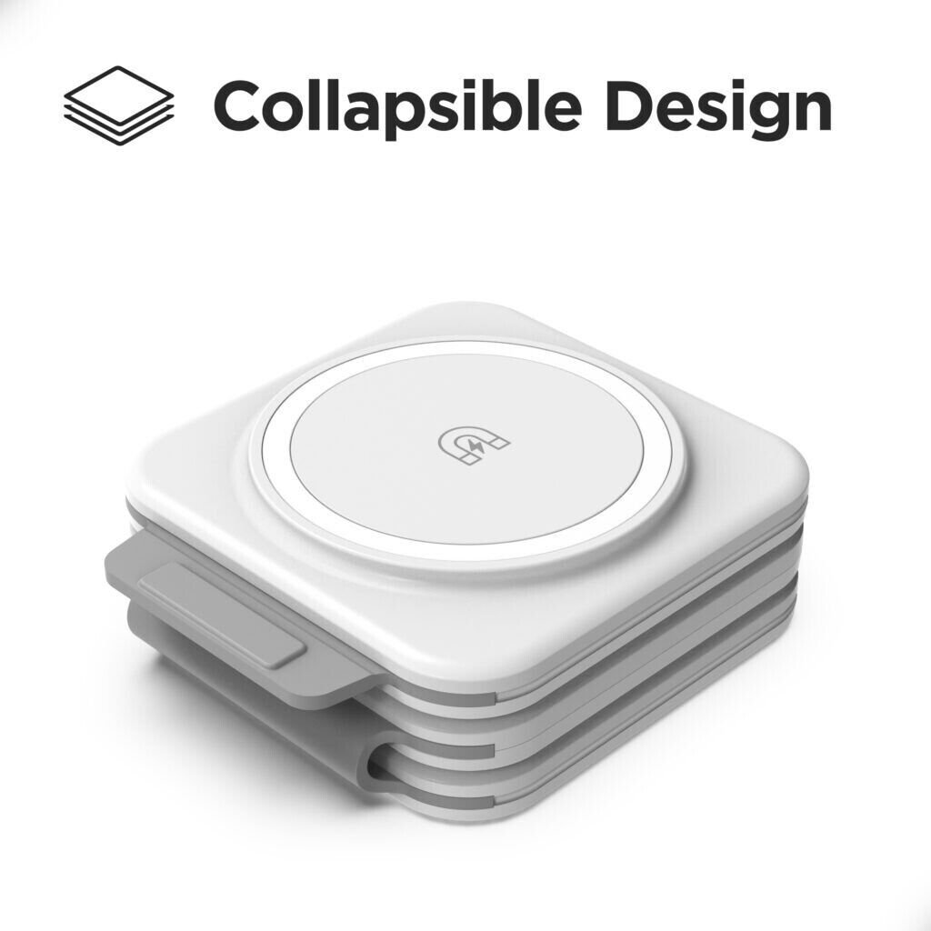 Foldbar 3-i-1 trådløs oplader med USB-C til mobil, ur og øretelefoner