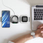 Foldbar 3-i-1 trådløs oplader med USB-C til mobil, ur og øretelefoner