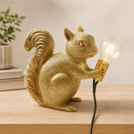 LED-bordlampe med egernedesign og varmt lys