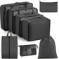 Pakkeposesæt med 8 dele til organiseret bagage