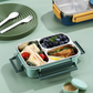 Bento-madkasse med tre rum i rustfrit stål og tætsluttende låg