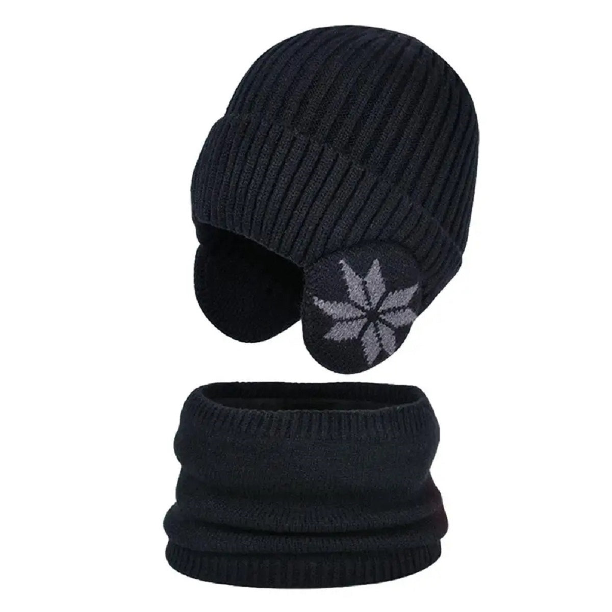 2 i 1 opvarmet vinterstrikket hue halsvarmer beanie hat halstørklæde