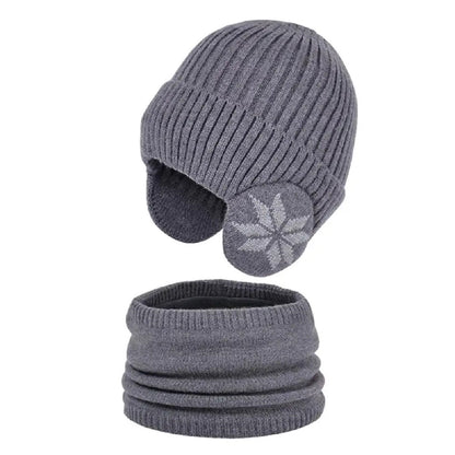 2 i 1 opvarmet vinterstrikket hue halsvarmer beanie hat halstørklæde