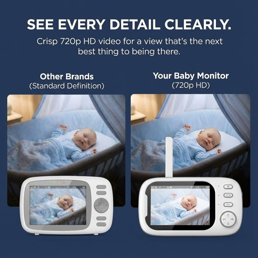 Video-babyalarm med HD-kamera og tovejskommunikation
