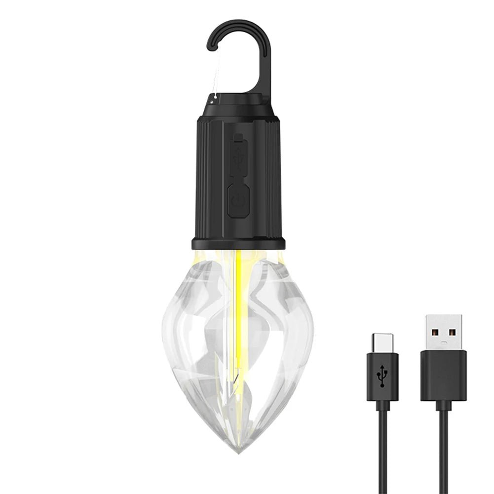 Genopladelig LED-campinglampe med krog
