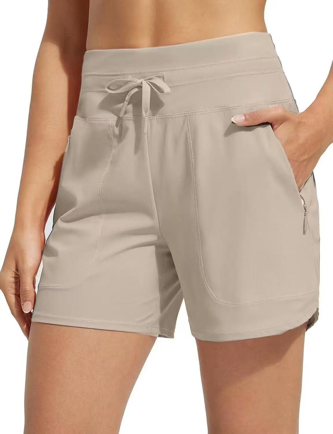 Kvinder Højtaljede hurtigtørrende badeshorts