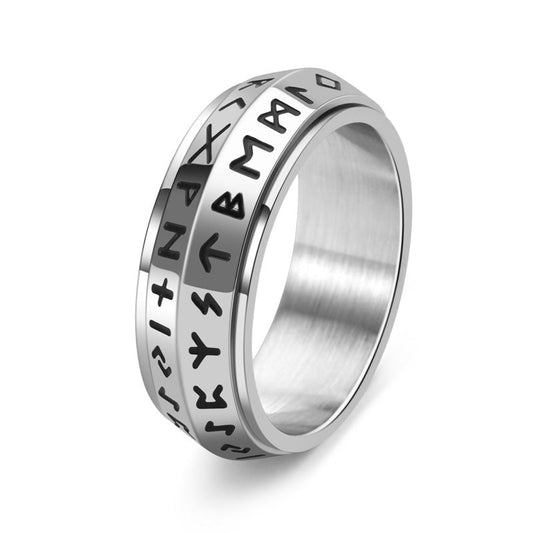 Titaniumstål Viking Rune roterende ring