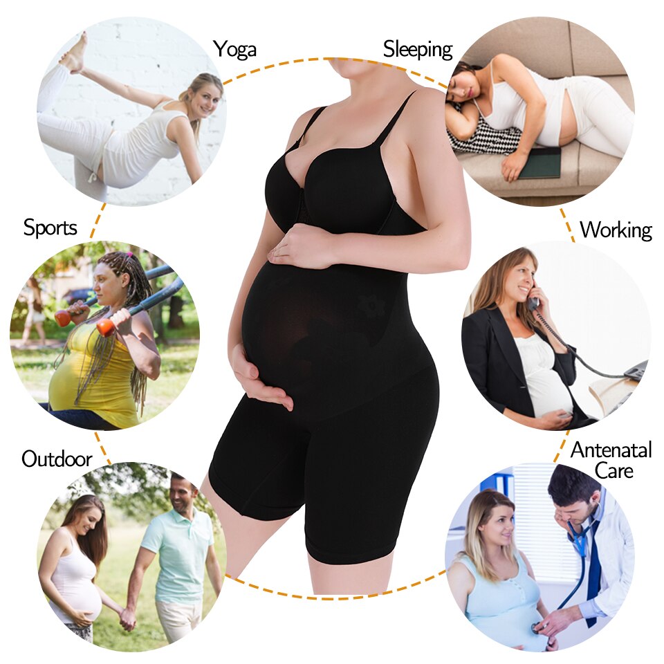 Barsel Shapewear til under kjoler Gravide kvinder Shorts Sømløs graviditet undertøj over mave støtte bukser
