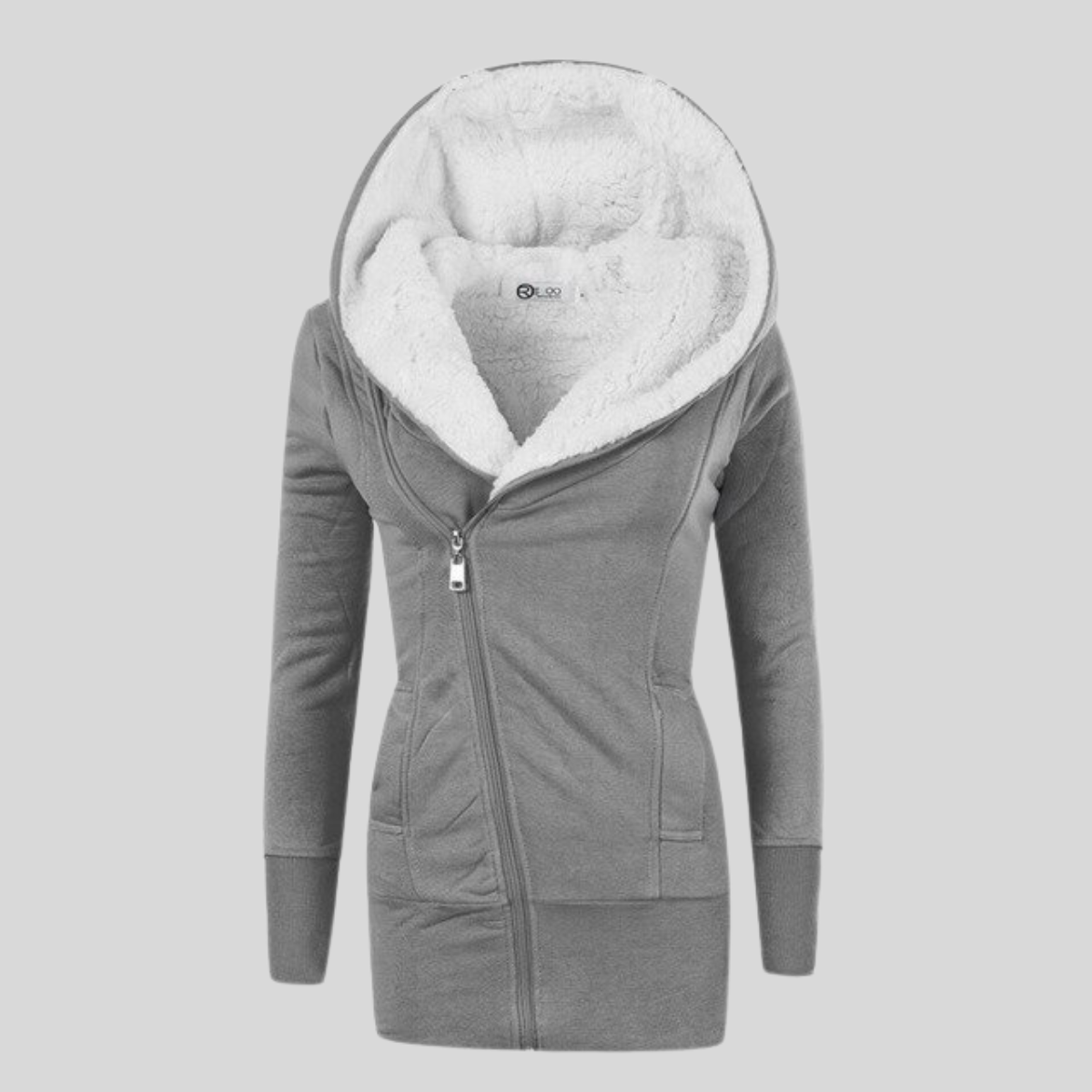 Halvlang cardigan Lam fleece Hættetrøje