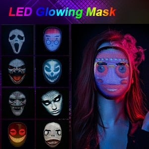 LED Face Transformation Mask   Genopladelig maske med app-kontrol